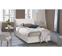 Talamo Italia - Lit double Olivia, Lit coffre avec revêtement en simili cuir, 100% Made in Italy, Ouverture frontale, adapté pour matelas 120x200 cm, Blanc