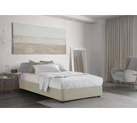 Talamo Italia - Lit double Rebecca, Lit coffre avec revêtement en tissu, 100% Made in Italy, Ouverture frontale, avec matelas 120x200 cm inclus, Beige