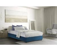 Talamo Italia - Lit double Rebecca, Lit coffre avec revêtement en tissu, 100% Made in Italy, Ouverture frontale, avec matelas 120x200 cm inclus, Bleu