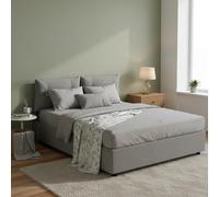 Talamo Italia - Lit double Rita, Lit coffre avec revêtement en tissu, 100% Made in Italy, Ouverture frontale, avec matelas 160x190 cm inclus, Gris