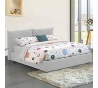 Talamo Italia - Lit double Tiziana, Lit coffre avec revêtement en tissu, 100% Made in Italy, Ouverture frontale, adapté pour matelas 160x190 cm, Blanc