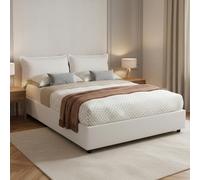 Talamo Italia - Lit double Veronica, Lit coffre avec revêtement en simili cuir, 100% Made in Italy, Ouverture frontale, adapté pour matelas 160x190 cm, Blanc