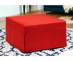 Talamo Italia - Lit pliant Ancilla, Pouf transformable en lit simple, Pouf de salon en tissu, 100% Made in Italy, 80x80h45 cm, Rouge