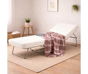 Talamo Italia - Lit pliant Ancilla, Pouf transformable en lit simple, Pouf de salon en tissu, 100% Made in Italy, 80x80h45 cm, Blanc