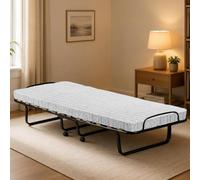 Talamo Italia - Lit pliant Clizia, lit de camp peu encombrant avec sommier à 15 lattes, housse de protection incluse, 100% Made in Italy, 80x200h40 cm, matelas à mémoire de forme inclus