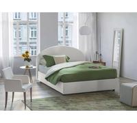 Talamo Italia - Lit queen size Concetta, Lit coffre avec revêtement en tissu, 100% Made in Italy, Ouverture frontale, adapté pour matelas 120x190 cm, Blanc