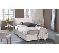 Talamo Italia - Lit queen size Letizia, Lit coffre avec revêtement en simili cuir, 100% Made in Italy, Ouverture frontale, avec matelas 120x200 cm inclus, Blanc