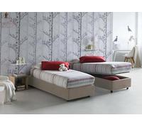 Talamo Italia - Lit simple Amelia, Lit coffre avec revêtement en tissu, 100% Made in Italy, Ouverture frontale, avec matelas 80x190 cm inclus, Taupe