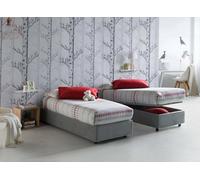 Talamo Italia - Lit simple Amelia, Lit coffre avec revêtement en tissu, 100% Made in Italy, Ouverture frontale, avec matelas 80x190 cm inclus, Gris