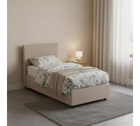 Talamo Italia - Lit simple Brigitta, Lit coffre avec revêtement en simili cuir, 100% Made in Italy, Ouverture frontale, avec matelas 80x190 cm inclus, Taupe