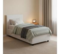 Talamo Italia - Lit simple Brigitta, Lit coffre avec revêtement en simili cuir, 100% Made in Italy, Ouverture frontale, avec matelas 80x190 cm inclus, Blanc