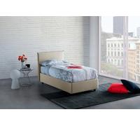 Talamo Italia - Lit simple Bruna, Lit coffre avec revêtement en tissu, 100% Made in Italy, Ouverture frontale, adapté pour matelas 80x190 cm, Beige