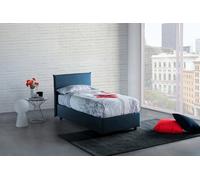 Talamo Italia - Lit simple Candida, Lit coffre avec revêtement en tissu, 100% Made in Italy, Ouverture latérale, adapté pour matelas 80x190 cm, Bleu