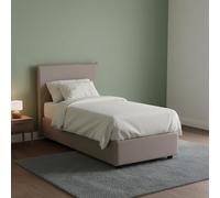 Talamo Italia - Lit simple Cira, Lit coffre avec revêtement en tissu, 100% Made in Italy, Ouverture frontale, adapté pour matelas 90x200 cm, Taupe