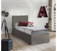 Talamo Italia - Lit simple Cleofe, Tête de lit en similicuir avec base orthopédique et cantonnière, 100% Made in Italy, adapté pour lit simple, pour matelas 80x190 cm, Tourterelle