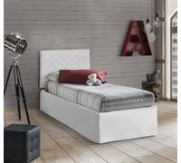 Talamo Italia - Lit simple Cleonice, ensemble tête de lit en simili cuir avec sommier orthopédique et cantonnière, 100% Made in Italy, adapté pour un lit simple, matelas inclus, 80x190 cm, Blanc