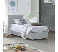 Talamo Italia - Lit Simple Daisy, Lit Coffre avec revêtement en Tissu, 100% Made in Italy, Ouverture Frontale, avec Matelas 80x190 cm Inclus, Blanc
