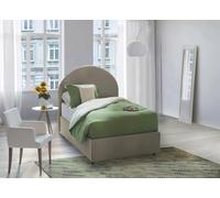 Talamo Italia - Lit simple Emma, ??Lit coffre avec revêtement en tissu, 100% Made in Italy, Ouverture frontale, avec matelas 80x190 cm inclus, Taupe