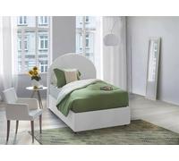 Talamo Italia - Lit simple Emma, ??Lit coffre avec revêtement en tissu, 100% Made in Italy, Ouverture frontale, avec matelas 80x190 cm inclus, Blanc