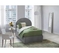 Talamo Italia - Lit simple Emma, ??Lit coffre avec revêtement en tissu, 100% Made in Italy, Ouverture frontale, avec matelas 80x190 cm inclus, Gris