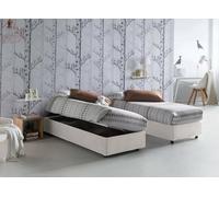 Talamo Italia - Lit simple Melissa, Lit coffre avec revêtement en tissu, 100% Made in Italy, Ouverture latérale, adapté pour matelas 80x190 cm, Blanc