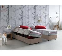 Talamo Italia - Lit simple Melissa, Lit coffre avec revêtement en tissu, 100% Made in Italy, Ouverture latérale, adapté pour matelas 80x190 cm, Taupe