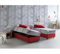 Talamo Italia - Lit simple Melissa, Lit coffre avec revêtement en tissu, 100% Made in Italy, Ouverture latérale, adapté pour matelas 80x190 cm, Rouge