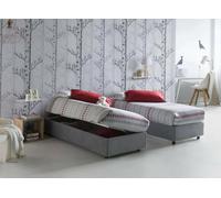 Talamo Italia - Lit simple Melissa, Lit coffre avec revêtement en tissu, 100% Made in Italy, Ouverture latérale, adapté pour matelas 80x190 cm, Gris