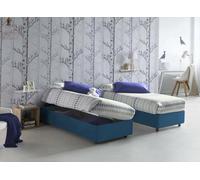 Talamo Italia - Lit simple Melissa, Lit coffre avec revêtement en tissu, 100% Made in Italy, Ouverture latérale, adapté pour matelas 80x190 cm, Bleu