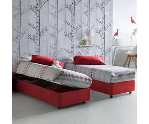 Talamo Italia - Lit simple Melissa, Lit coffre avec revêtement en tissu, 100% Made in Italy, Ouverture latérale, adapté pour matelas 80x190 cm, Rouge