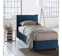 Talamo Italia - Lit simple Penelope, Lit coffre avec revêtement en tissu, 100% Made in Italy, Ouverture frontale, avec matelas 90x190 cm inclus, Bleu