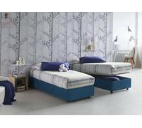 Talamo Italia - Lit simple Valentina, Lit coffre avec revêtement en tissu, 100% Made in Italy, Ouverture frontale, avec matelas 90x200 cm inclus, Bleu