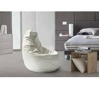 Talamo Italia - Pouf Annachiara, Pouf en cuir écologique, 100% Made in Italy, Blanc, 70x70h110 cm