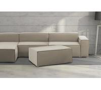 Talamo Italia - Pouf Antonella, Pouf de salon, Fauteuil relaxant en tissu rembourré, 100% Made in Italy, 100x70h43 cm, Taupe