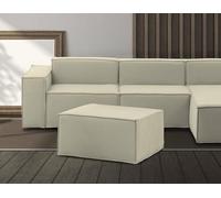 Talamo Italia - Pouf Barbara, Pouf de salon, Fauteuil relaxant en tissu rembourré, 100% Made in Italy, 80x70h43 cm, Beige