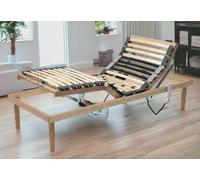 Talamo Italia - Sommier simple Damiana, Sommier à lattes en bois avec moteur, 100% Made in Italy, Base orthopédique inclinable motorisée, Cm 80x190h34