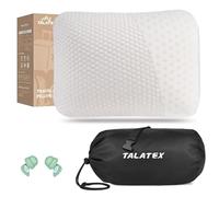 Talatex Oreiller de Voyage et Oreiller de Camping, 100% Latex Naturel Premium, léger et Facile à Transporter, avec Sac de Compression et Housse Amovible Lavable (40 * 30 * 15cm, Doux)