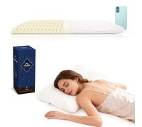 Talatex Oreiller fin en latex naturel pour dormeurs sur le ventre | Profil mince de 7 cm, design respirant et ergonomique pour soulager les douleurs cervicales | Soutien ferme moyen | avec housse en