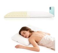 Talatex Oreiller Plat en Latex Naturel pour Dormeurs sur le Ventre, Oreiller Ergonomique Fin pour Soulagement de la Pression, Respirant et Confortable