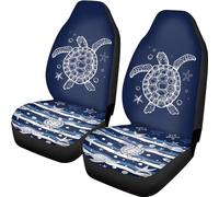 Talayituse Ensemble complet de housses de siège de voiture avec motif tortue et étoile de mer 2 pièces, housses pour sièges avant et arrière, accessoires de protection intérieure pour voiture pour
