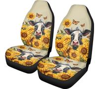Talayituse Ensemble complet de housses de siège de voiture avec motif vache, tournesol et papillon, 2 packs, housses de siège de voiture, accessoires de protection intérieure pour hommes et femmes