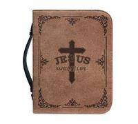 Talayituse Housse de bible en similicuir avec poignée pour hommes, femmes, garçons, filles, motif Jésus Saven My Life - Étui de transport pour la Bible chrétienne - Sac à main - Taille XXL