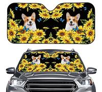 Talayituse Impression de tournesol et corgi - Pare-soleil avant pour pare-brise de voiture, pliable en accordéon pour camion et SUV, bloque les rayons UV, protège le pare-soleil