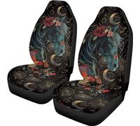 Talayituse - Lot de 2 housses de siège avant de voiture avec motif de cheval et hibiscus - Design lune et étoile - Housse élastique pour siège de voiture - Protège-siège pour véhicule - Housse de