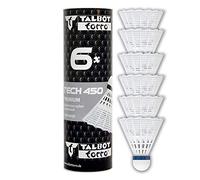 Talbot Torro Mixte Tech 450, 6 Pièces, En Nylon Premium, Blanc, Vitesse: Bleu/Moyen Volant De Badminton, Blanc, Blanc EU