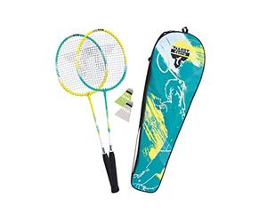 Talbot-Torro Premium Badminton Set 2-Fighter, 2 Aluminium Rackets, Light and Handy, 2 Shuttlecocks, in Quality Bag