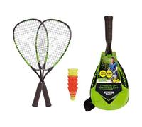 Talbot-Torro Set de Speedbadminton Speed 5500, 2 Raquettes en Aluminium de 56,5 cm, 6 Vollants Résistantes au Vent, dans Un Sac à Dos Moderne, Vert/Noir, 490115