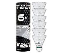 Talbot Torro Volants de badminton Tech 450 Slow, Nylon premium, lot de 6, Blanc