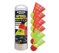 Talbot Torro Volants de Speedbadminton, 6 Pièces - 4 Racers et 2 Starters, avec Plumage Optimisé Aérodynamiquement, dans Une Boîte Rotative Refermable