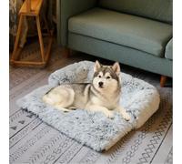TALCON Grand lit de protection pour chien et animal de compagnie, tapis apaisant et moelleux avec base antidérapante, coussin de sommeil chaud pour chien de taille moyenne - Protection lavable (Gris